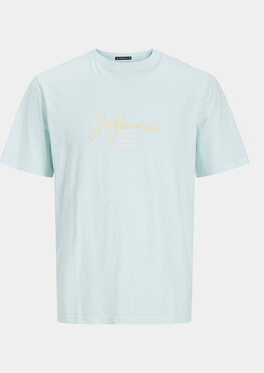 Niebieski t-shirt Jack & Jones z nadrukiem z krótkim rękawem