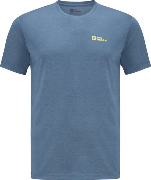 Niebieski t-shirt Jack Wolfskin w stylu casual z krótkim rękawem