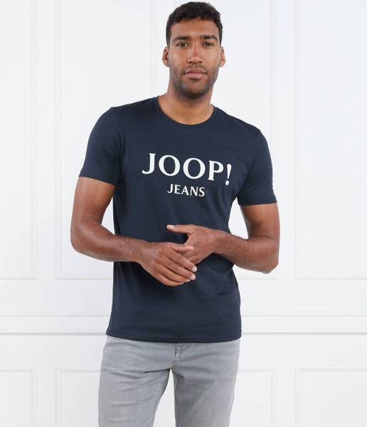 Niebieski t-shirt Joop! z krótkim rękawem z bawełny
