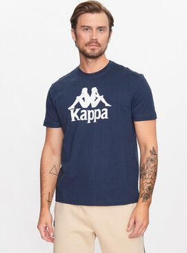Niebieski t-shirt Kappa w młodzieżowym stylu z krótkim rękawem