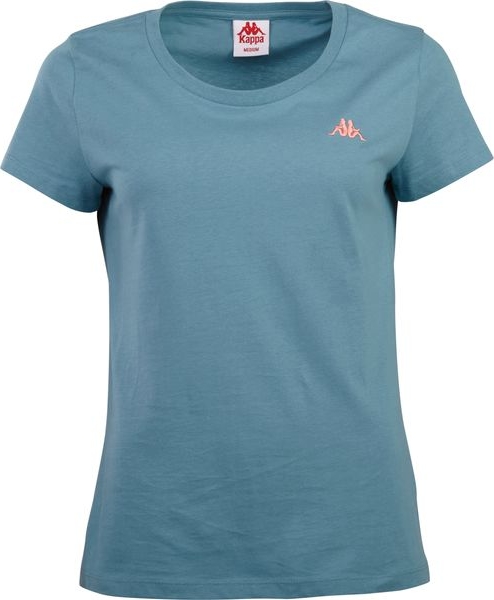 Niebieski t-shirt Kappa z okrągłym dekoltem z krótkim rękawem w sportowym stylu