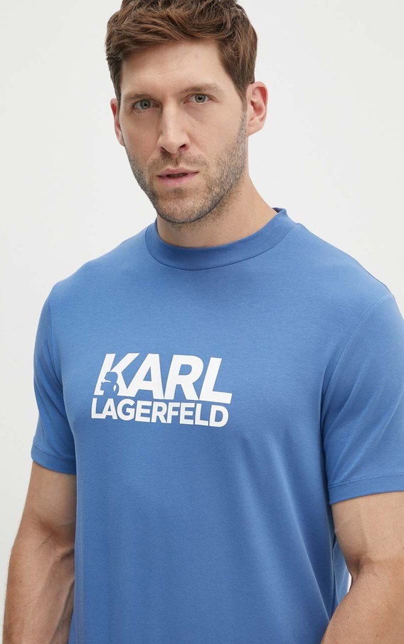 Niebieski t-shirt Karl Lagerfeld w młodzieżowym stylu