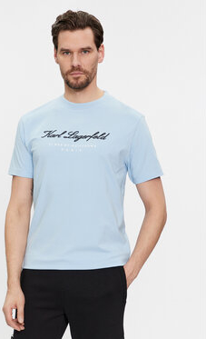 Niebieski t-shirt Karl Lagerfeld w młodzieżowym stylu z krótkim rękawem