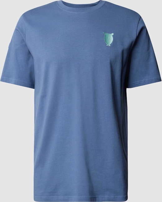 Niebieski t-shirt Knowledge Cotton Apparel z bawełny z krótkim rękawem