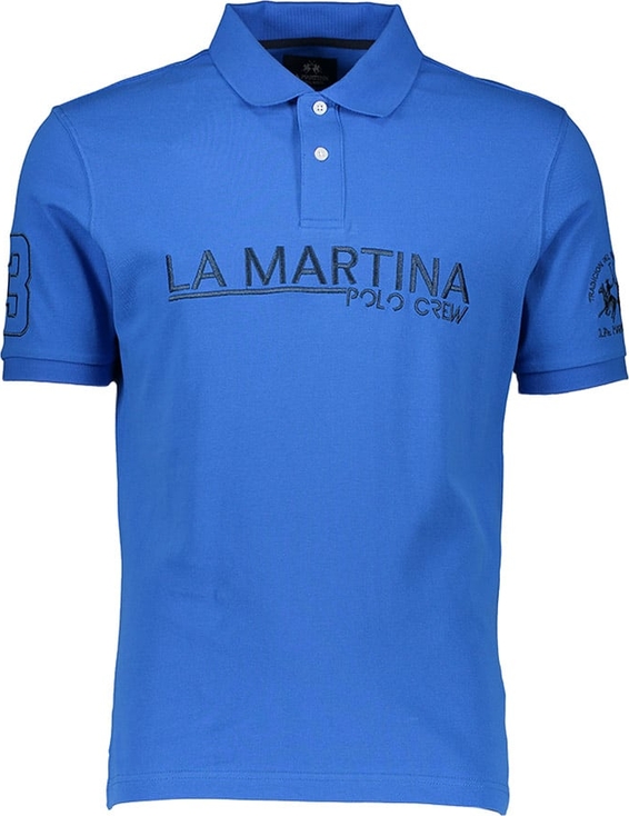 Niebieski t-shirt La Martina z bawełny z krótkim rękawem
