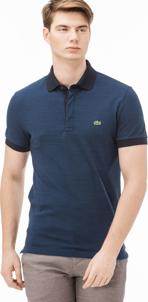 Niebieski t-shirt Lacoste z krótkim rękawem w stylu casual