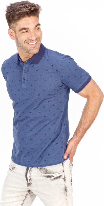 Niebieski t-shirt Lanieri Fashion z nadrukiem z krótkim rękawem