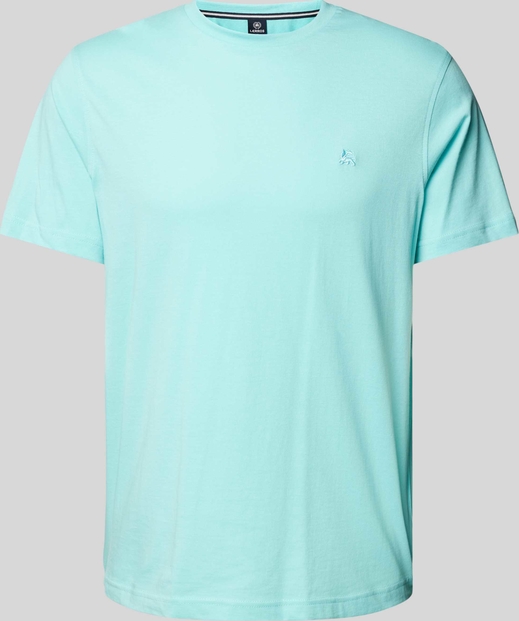 Niebieski t-shirt Lerros z bawełny z krótkim rękawem