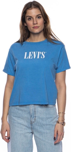 Niebieski t-shirt Levis Red Tab w młodzieżowym stylu z krótkim rękawem