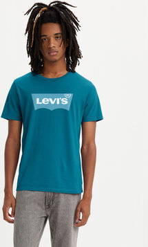 Niebieski t-shirt Levis w młodzieżowym stylu z krótkim rękawem