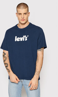 Niebieski t-shirt Levis z krótkim rękawem w młodzieżowym stylu