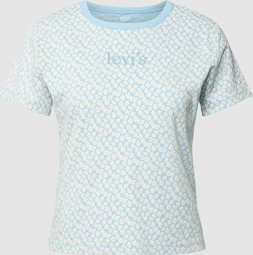 Niebieski t-shirt Levis z krótkim rękawem w stylu casual z bawełny