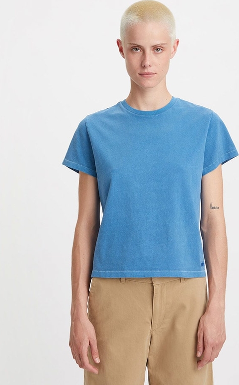 Niebieski t-shirt Levis z okrągłym dekoltem z bawełny