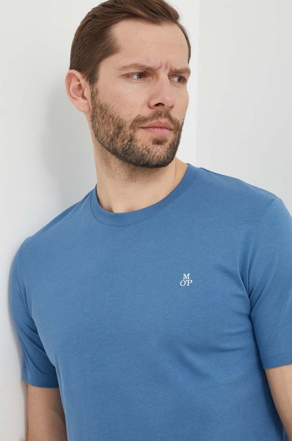 Niebieski t-shirt Marc O'Polo w stylu casual z krótkim rękawem