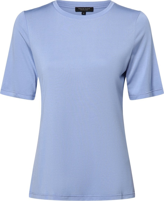 Niebieski t-shirt Marie Lund w stylu casual z okrągłym dekoltem