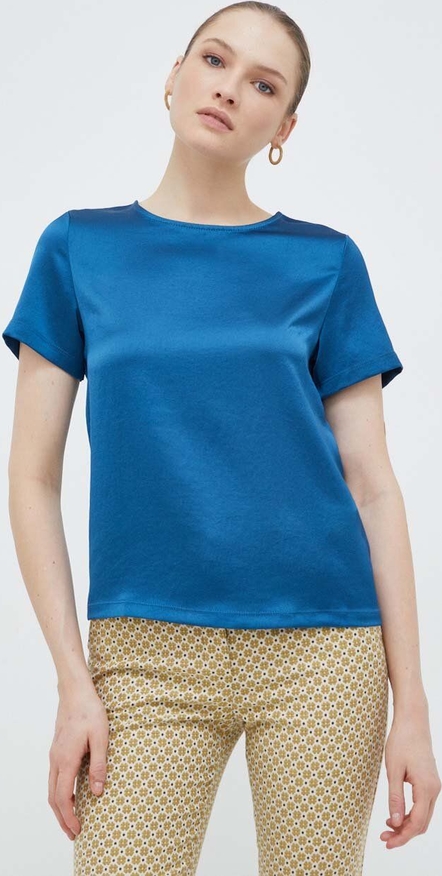 Niebieski t-shirt MaxMara w stylu casual z okrągłym dekoltem z krótkim rękawem