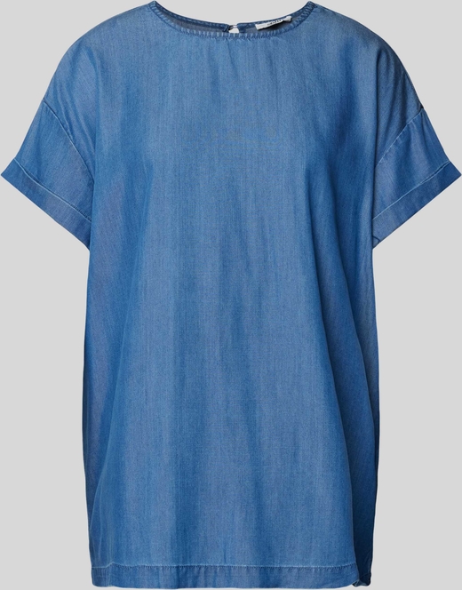 Niebieski t-shirt mbyM z okrągłym dekoltem w stylu casual z krótkim rękawem