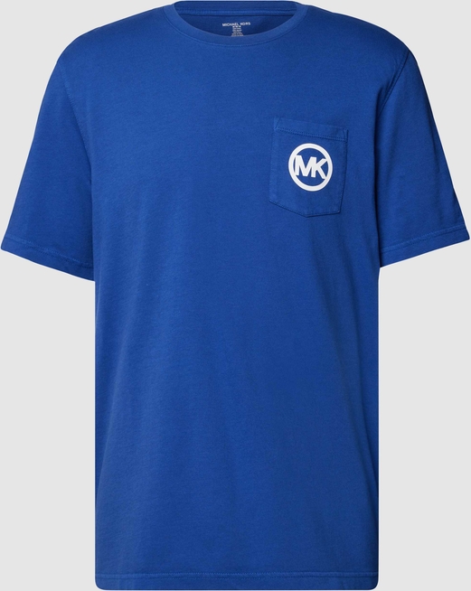 Niebieski t-shirt Michael Kors z krótkim rękawem z bawełny z nadrukiem