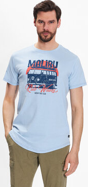 Niebieski t-shirt MODIVO w młodzieżowym stylu