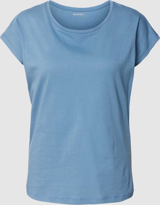 Niebieski t-shirt Montego z okrągłym dekoltem