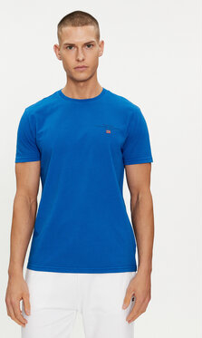 Niebieski t-shirt Napapijri w sportowym stylu z krótkim rękawem