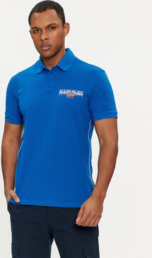 Niebieski t-shirt Napapijri w stylu casual z krótkim rękawem