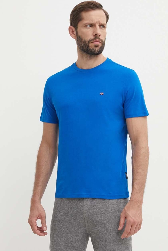 Niebieski t-shirt Napapijri z bawełny