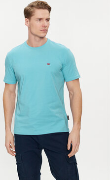 Niebieski t-shirt Napapijri z krótkim rękawem w sportowym stylu