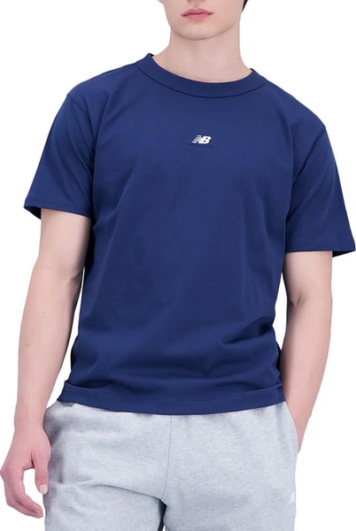 Niebieski t-shirt New Balance w stylu klasycznym z bawełny