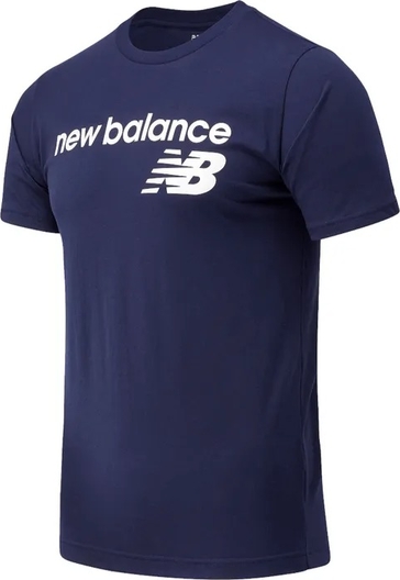 Niebieski t-shirt New Balance z bawełny w młodzieżowym stylu