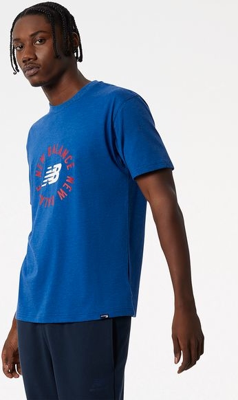 Niebieski t-shirt New Balance z krótkim rękawem