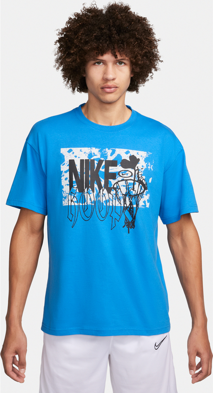 Niebieski t-shirt Nike z bawełny w sportowym stylu z krótkim rękawem