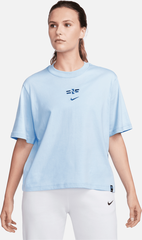 Niebieski t-shirt Nike z okrągłym dekoltem z bawełny w sportowym stylu
