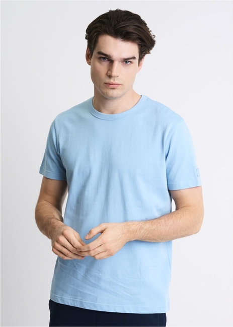 Niebieski t-shirt Ochnik z krótkim rękawem