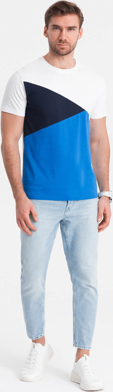 Niebieski t-shirt Ombre w stylu casual z dżerseju