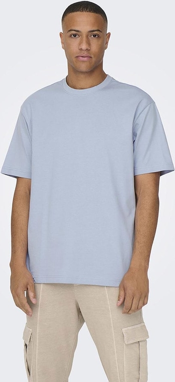 Niebieski t-shirt Only & Sons z bawełny w stylu casual