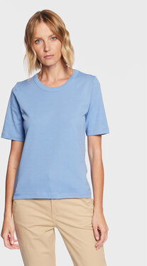 Niebieski t-shirt Part Two z krótkim rękawem w stylu casual z okrągłym dekoltem