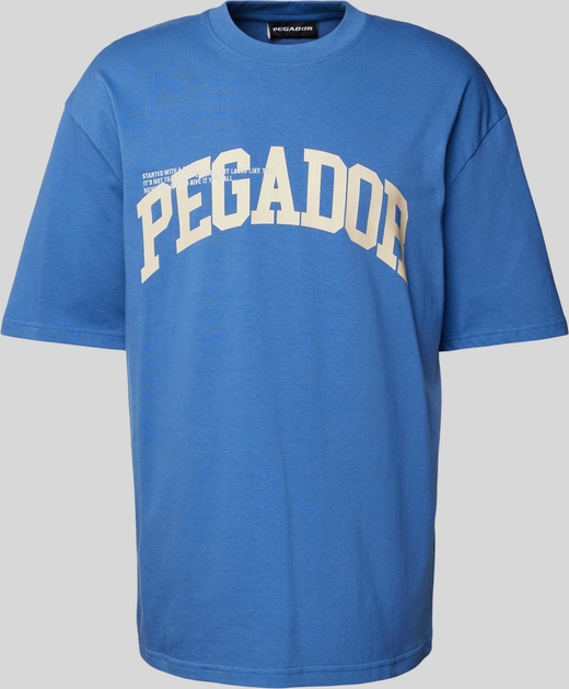 Niebieski t-shirt Pegador z nadrukiem z krótkim rękawem w młodzieżowym stylu