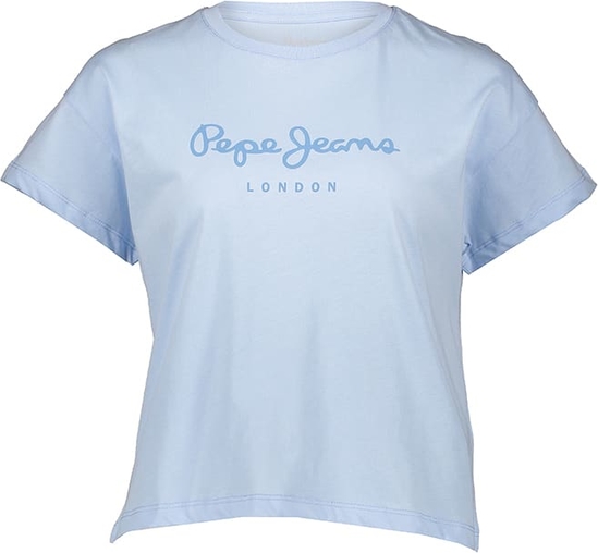 Niebieski t-shirt Pepe Jeans w młodzieżowym stylu z bawełny