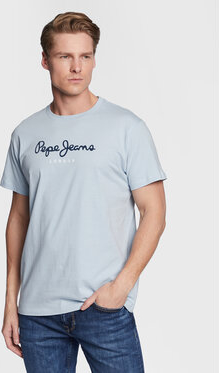 Niebieski t-shirt Pepe Jeans z krótkim rękawem w młodzieżowym stylu