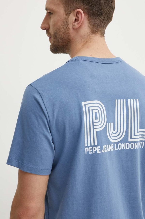 Niebieski t-shirt Pepe Jeans z nadrukiem