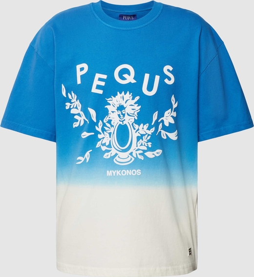 Niebieski t-shirt Pequs z krótkim rękawem z nadrukiem