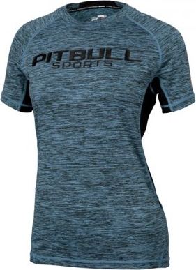 Niebieski t-shirt Pit Bull West Coast z krótkim rękawem z okrągłym dekoltem