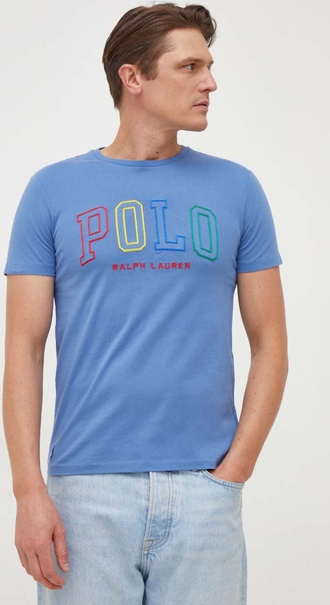 Niebieski t-shirt POLO RALPH LAUREN w młodzieżowym stylu z bawełny