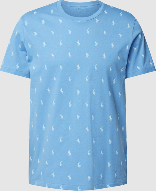 Niebieski t-shirt POLO RALPH LAUREN w młodzieżowym stylu z krótkim rękawem z nadrukiem