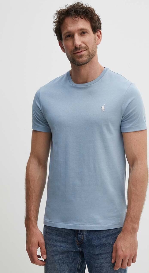Niebieski t-shirt POLO RALPH LAUREN w stylu casual z bawełny z krótkim rękawem