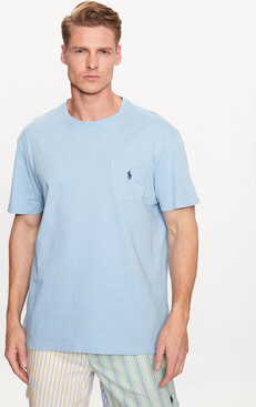 Niebieski t-shirt POLO RALPH LAUREN w stylu casual z krótkim rękawem
