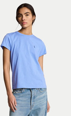 Niebieski t-shirt POLO RALPH LAUREN z okrągłym dekoltem w stylu casual