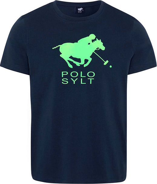 Niebieski t-shirt Polo Sylt w młodzieżowym stylu z krótkim rękawem
