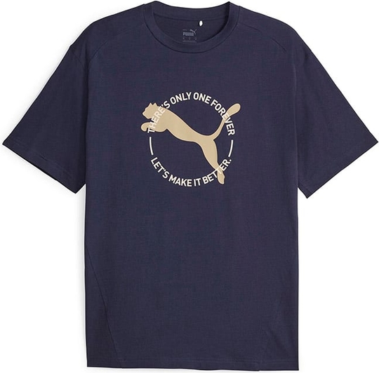 Niebieski t-shirt Puma w sportowym stylu z krótkim rękawem